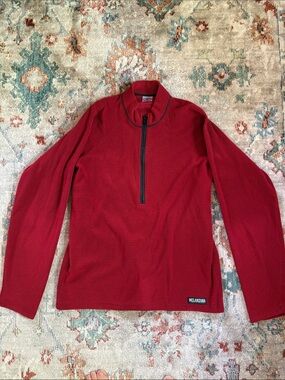 Melanzana Men’s Red Half Zip Microgrid Knit Sweater